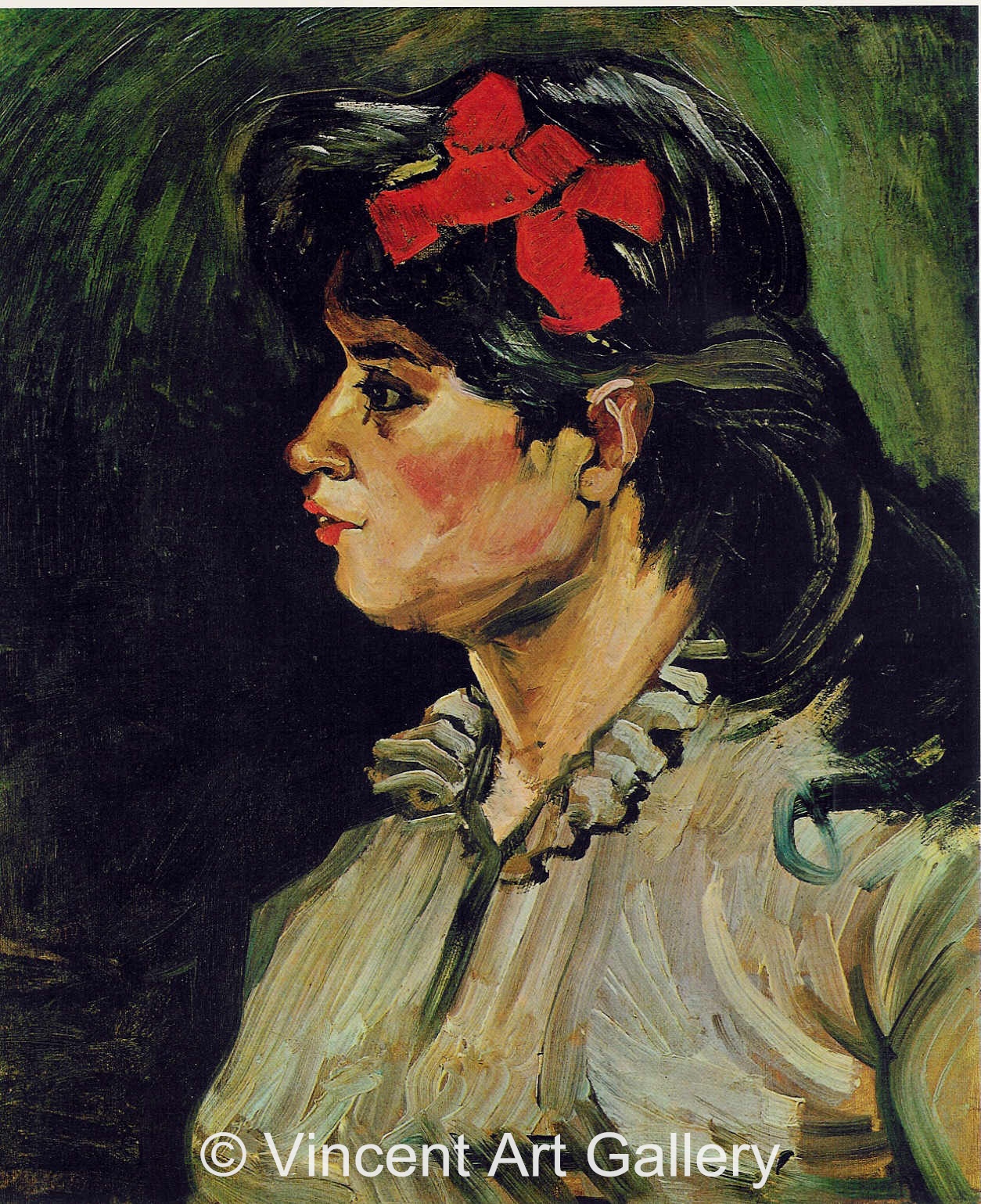 JH979, Portrait of a Woman with Red Ribbon